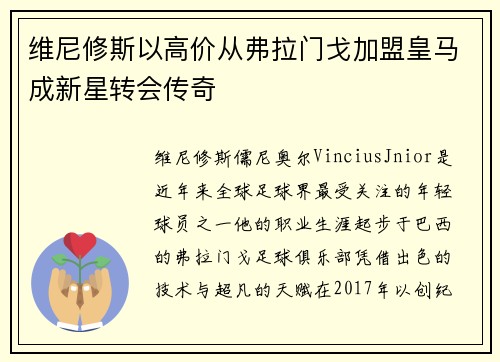 维尼修斯以高价从弗拉门戈加盟皇马成新星转会传奇